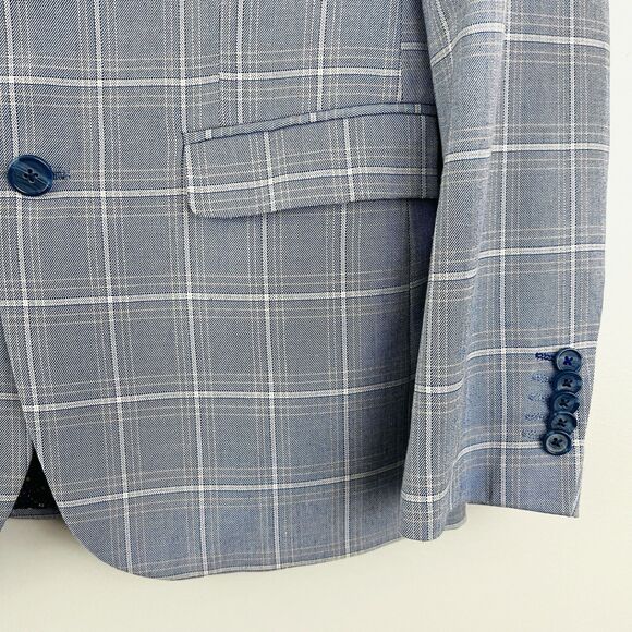 Soul of London Blue Checked Plaid Floral Lined Sport Coat Blazer Jacket Mens 40R - Picture 5 of 11